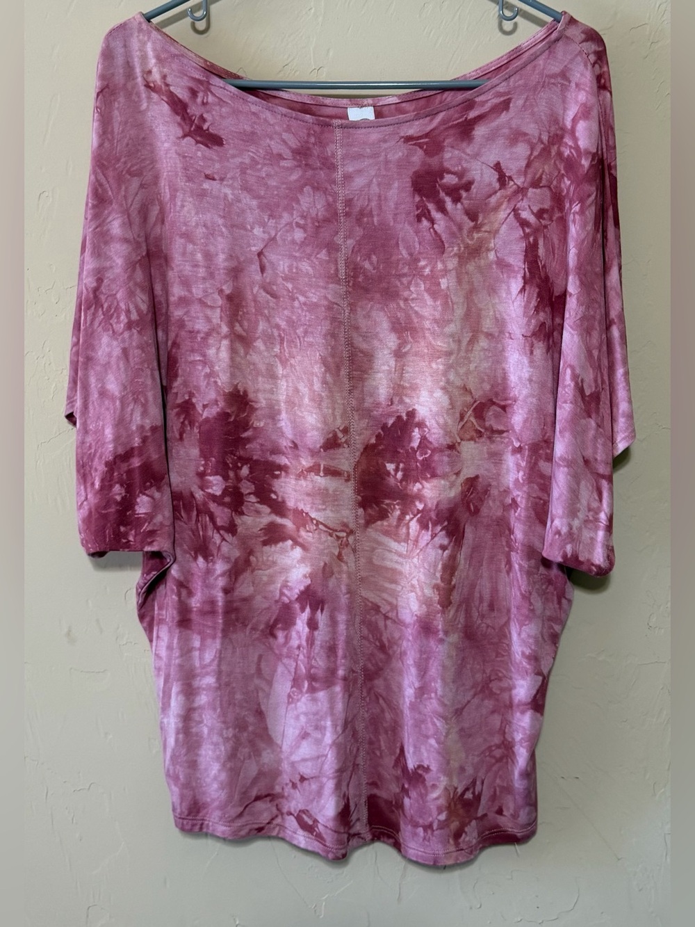 Women's Pink Tie-Dye Dolman Short Sleeve Top